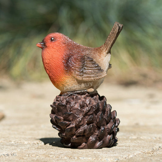 Robin On Pinecone Small Realistic Bird Ornament