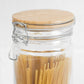Glass Tall Spaghetti Storage Jar with Wooden Clip Top Lid