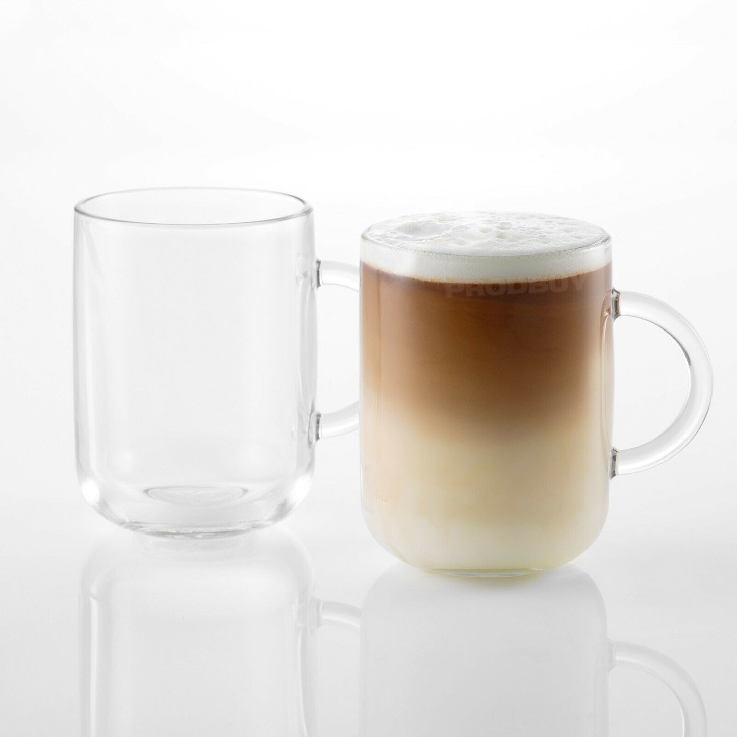 Set of 2 Latte Glasses 310ml Clear Glass Coffee Mugs