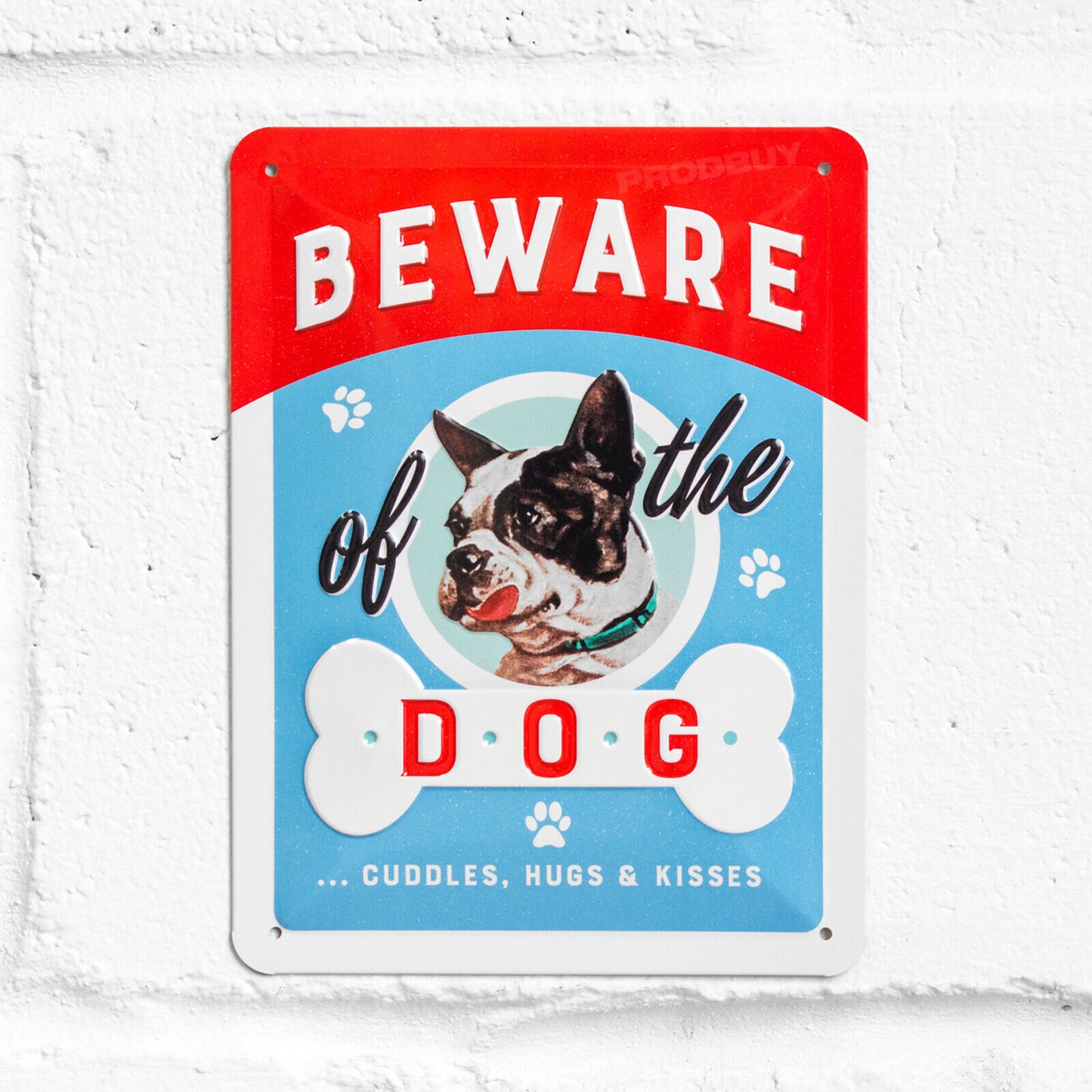 French Bulldog 'Beware Of The Dog' 20cm Metal Wall Sign