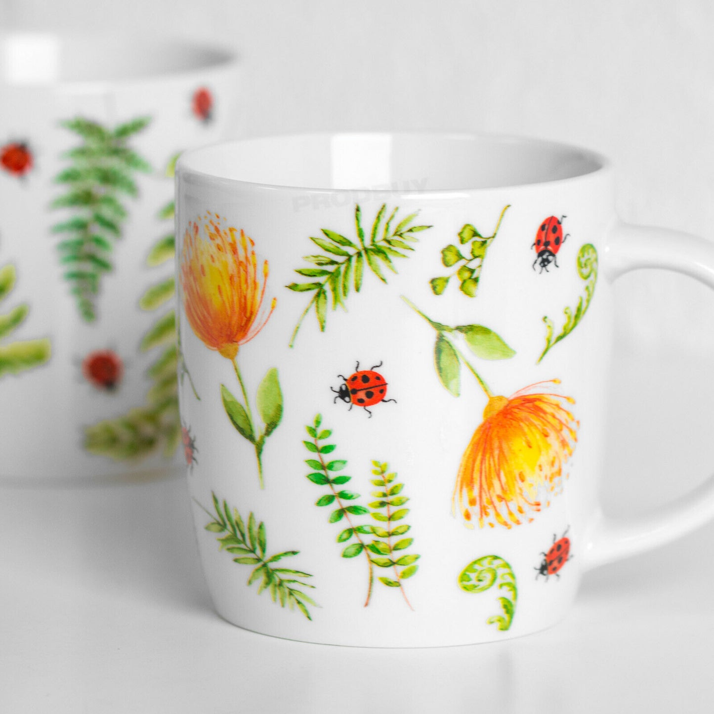 Set of 2 Floral Ladybird Coffee Mugs