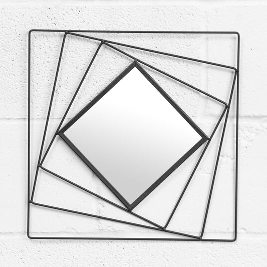 Black Wire Wall Mirror with 40cm Geometric Frame