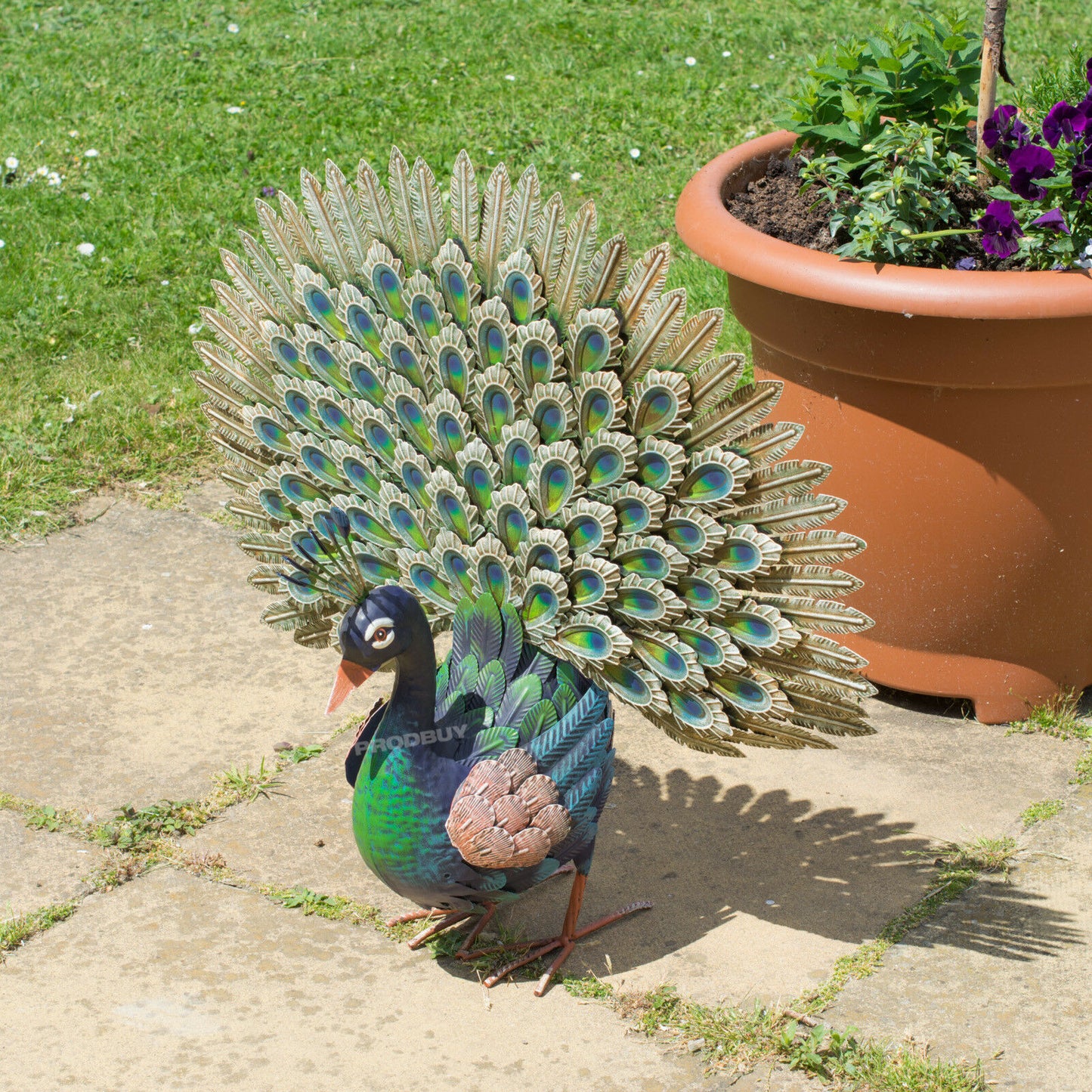 Large 65cm Exotic Peacock Metal Garden Ornament