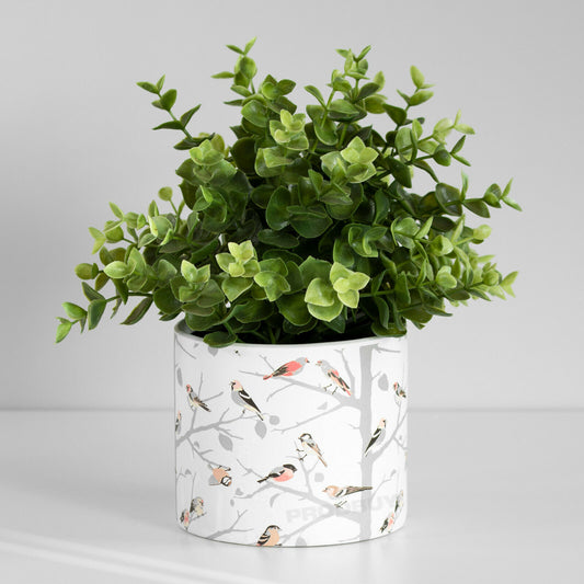 Floral Tree Birds 12cm Plant Pot Small Ceramic Indoor Cover