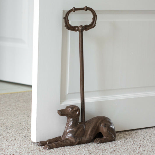 Whippet Cast Iron Heavy Door Stop with Handle