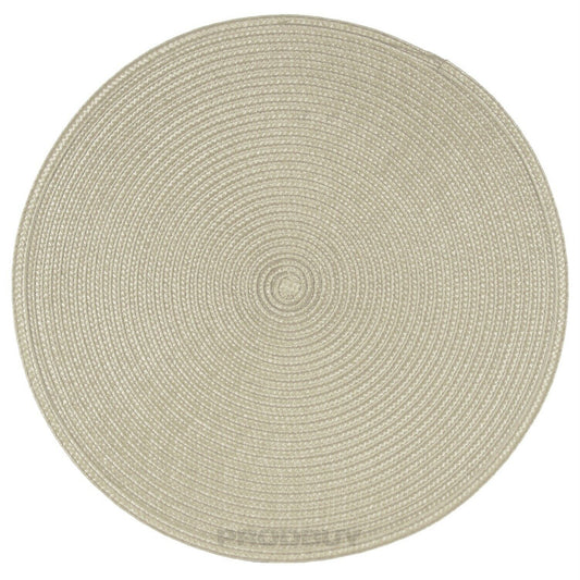 4 x 33cm Round Woven Beige Fabric Placemats Place Setting Mats