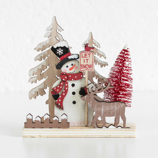 'Let It Snow' Snowman Christmas Trees Reindeer Decoration