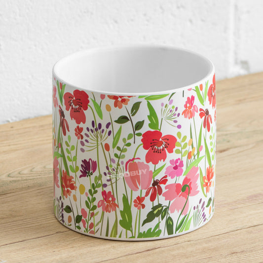 Red Poppy Floral Large 14.5cm Plant Pot