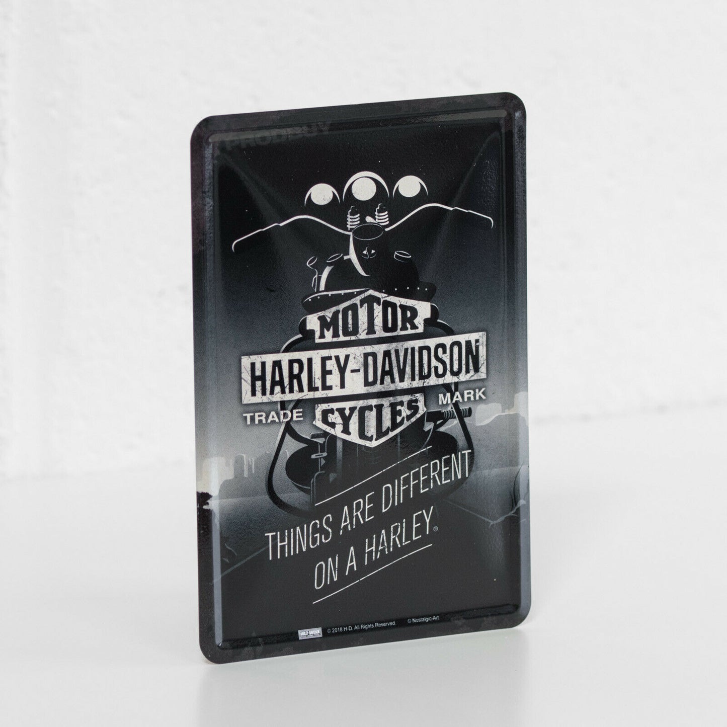 Small 'Things Are Different On A Harley' Metal Wall Sign