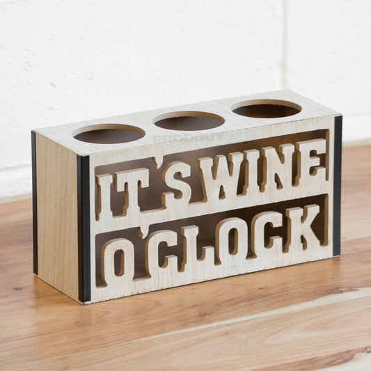 Novelty Wooden It's Wine O'Clock Wine Storage Rack