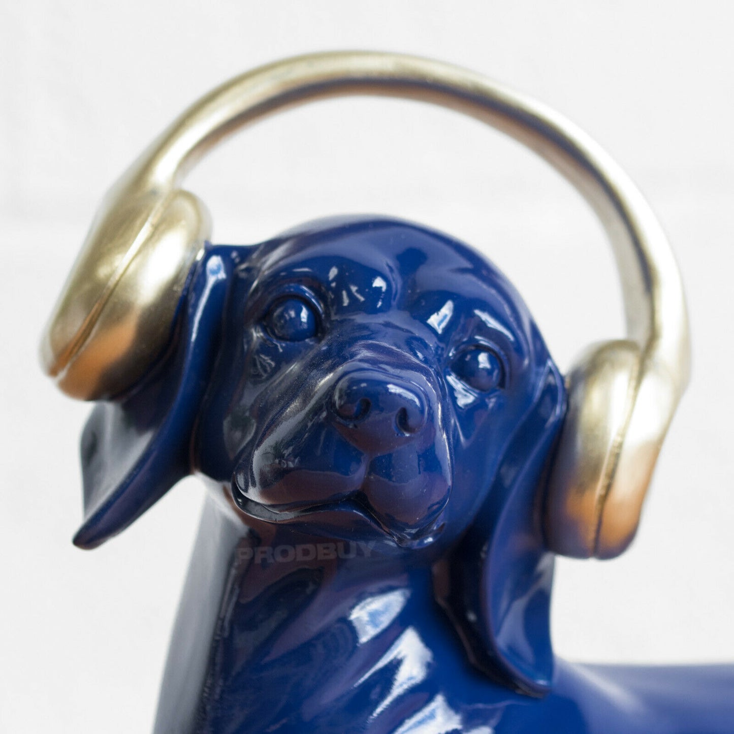Dark Blue Sausage Dog with Headphones Ornament