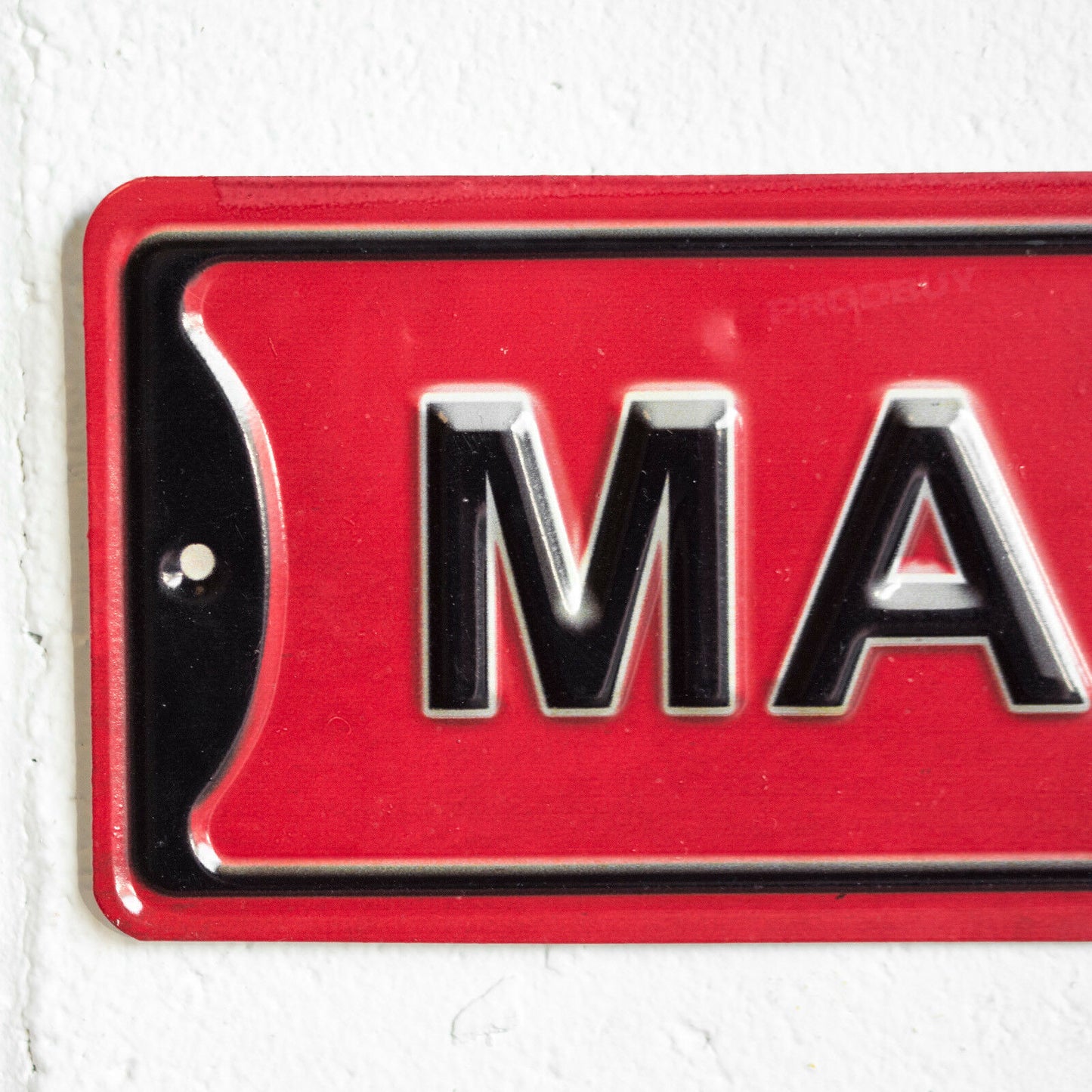 'Man Cave' Red & Black 40cm Metal Wall Sign