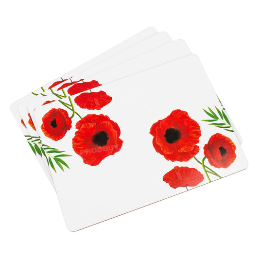 Set of 4 Red Poppy Placemats