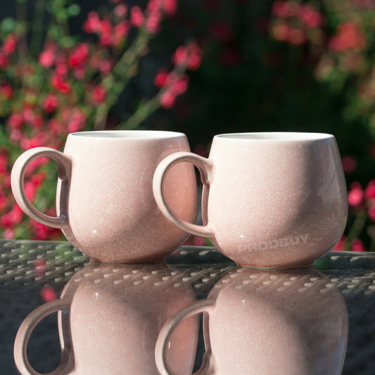 Set of 2 Soft Pink Reactive Glaze Mugs 370ml Fine Stoneware