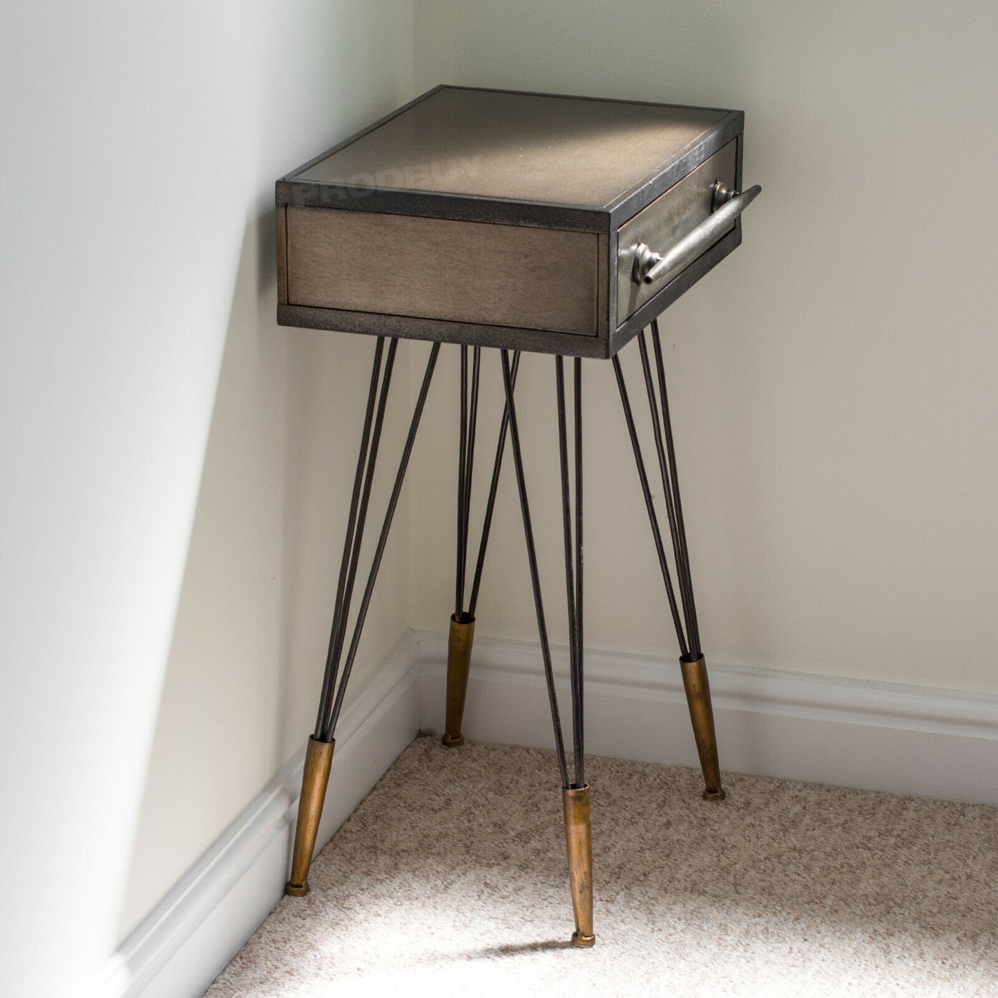 Vintage Industrial Bedside Table Rustic Retro Design