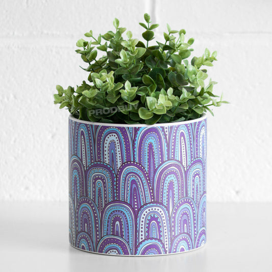 Blue Geometric Large 14.5cm Plant Pot