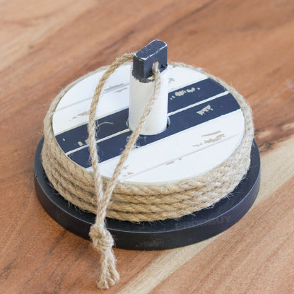 Set of 4 Wooden Seashore Coasters with Storage Holder