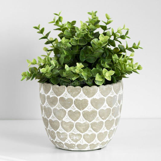 Grey Hearts Cement Plant Pot Small 12cm 0.5L