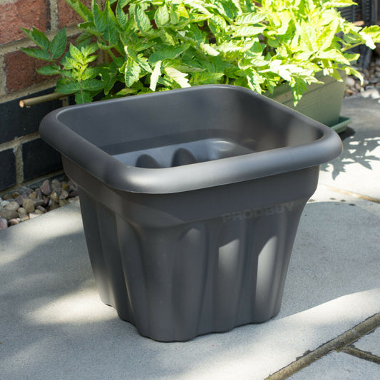 Set of 2 Graphite Grey 32cm Square Planters