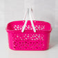 Plastic Storage Basket With Folding Handles