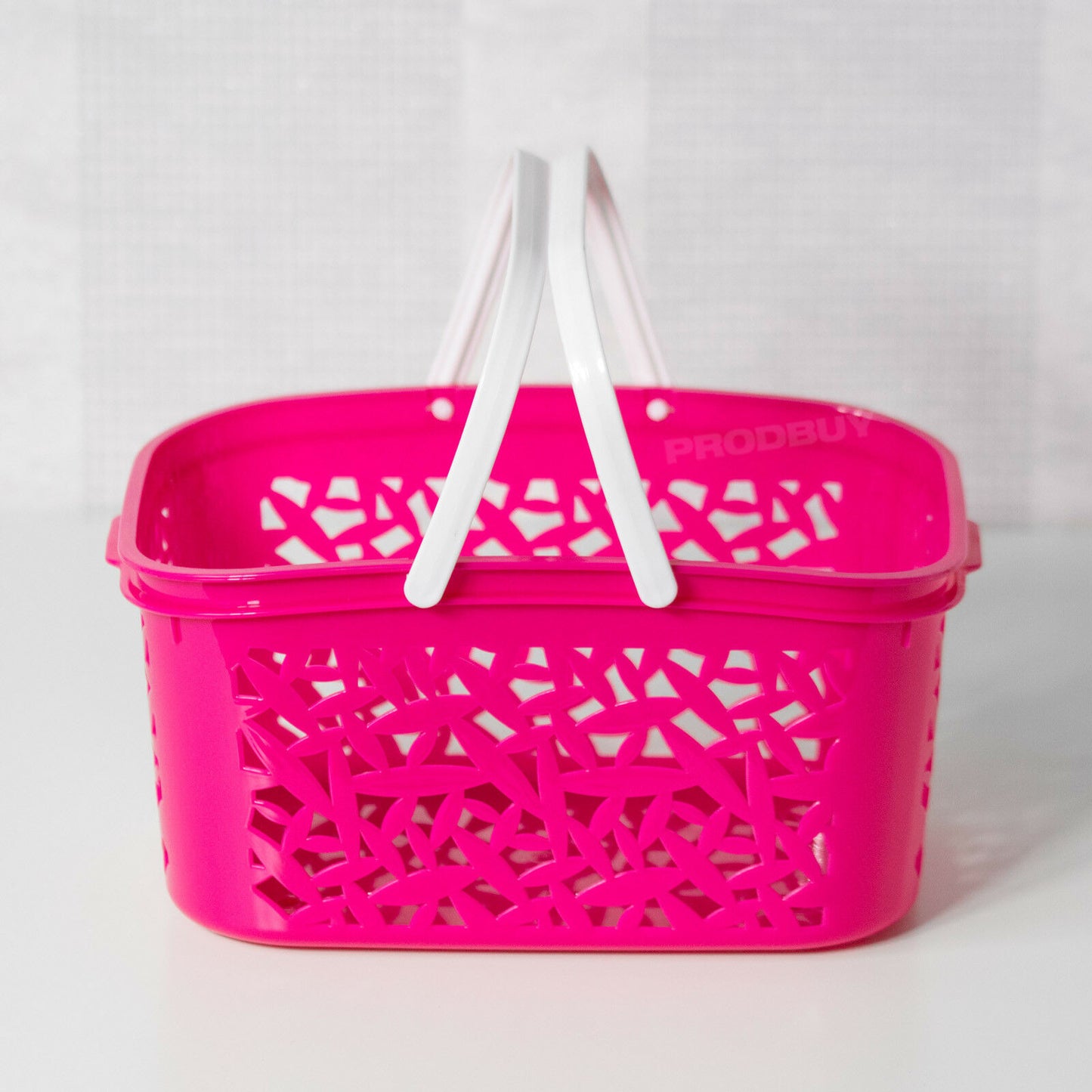 Plastic Storage Basket With Folding Handles