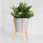 Small 18cm Plant Pot Wood Stand Grey Metal 10cm