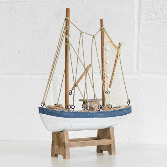 Wooden Sailboat Ornament 39cm Trawler Boat Model