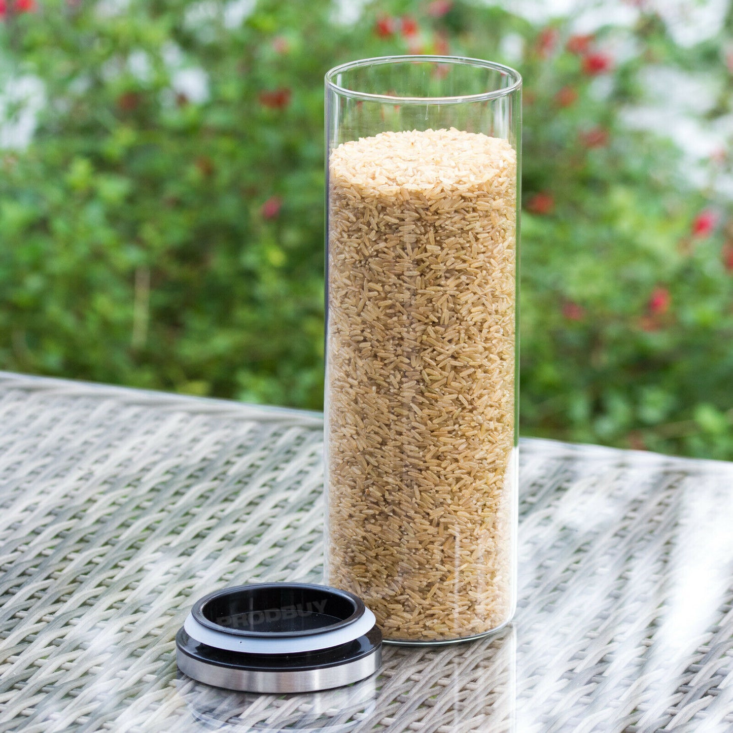 Tall Glass Rice Pasta Storage Canister Jar