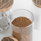 Set of 3 Glass Storage Canisters with Cork Lids Tea Coffee Sugar