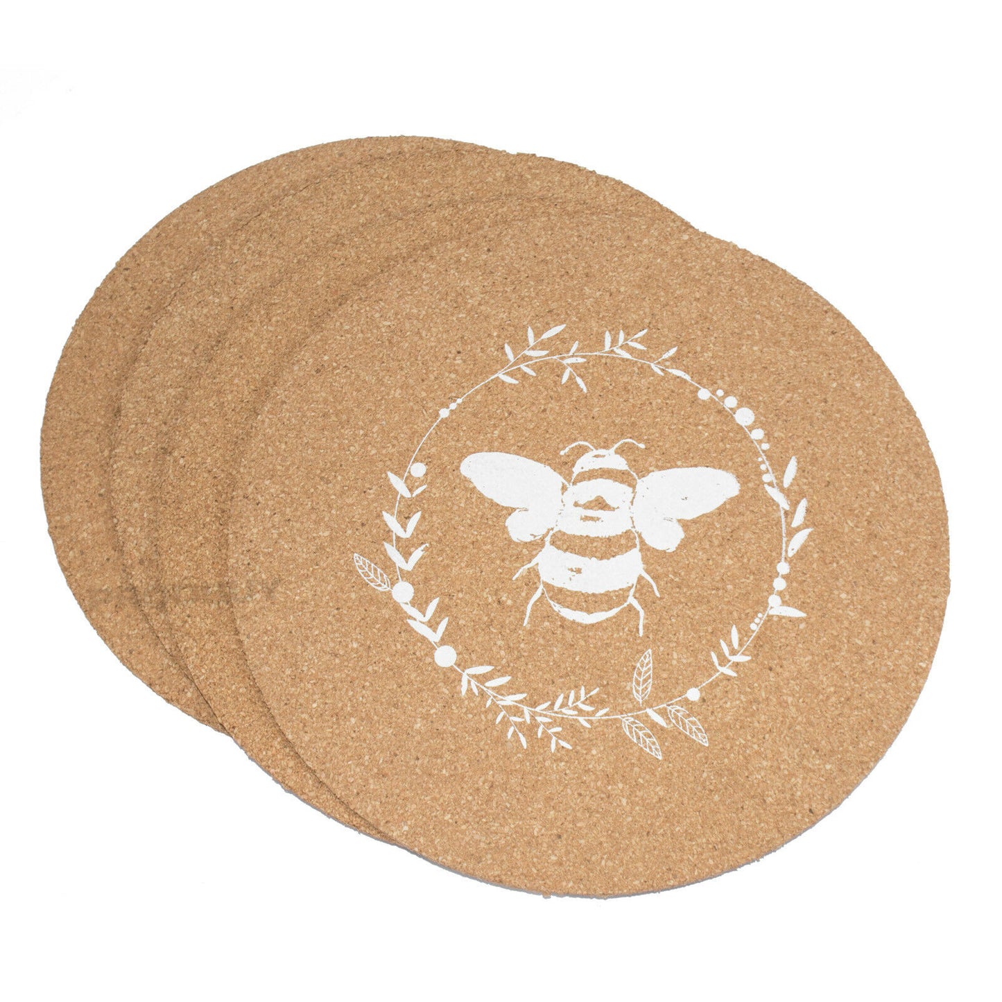 Set of 4 Round Bee Pattern Placemats & Coasters