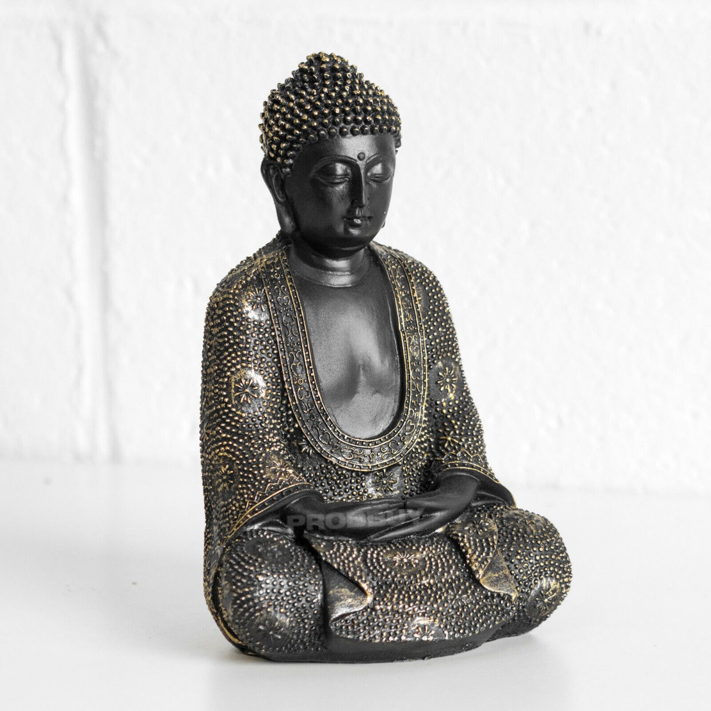 Black & Gold Sitting Buddha Ornament Scuplture