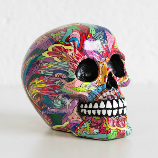 Psychedelic Skull 12cm Small Colourful Hippy Ornament
