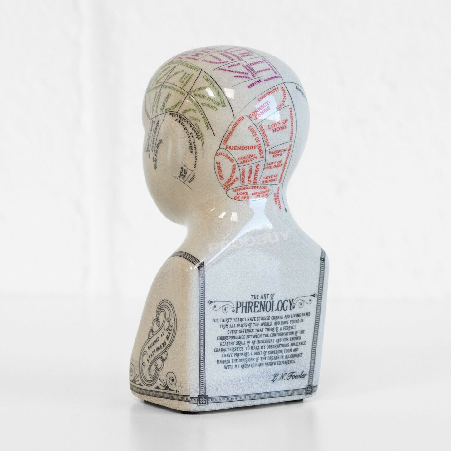 Small Phrenology Head Ceramic Ornament