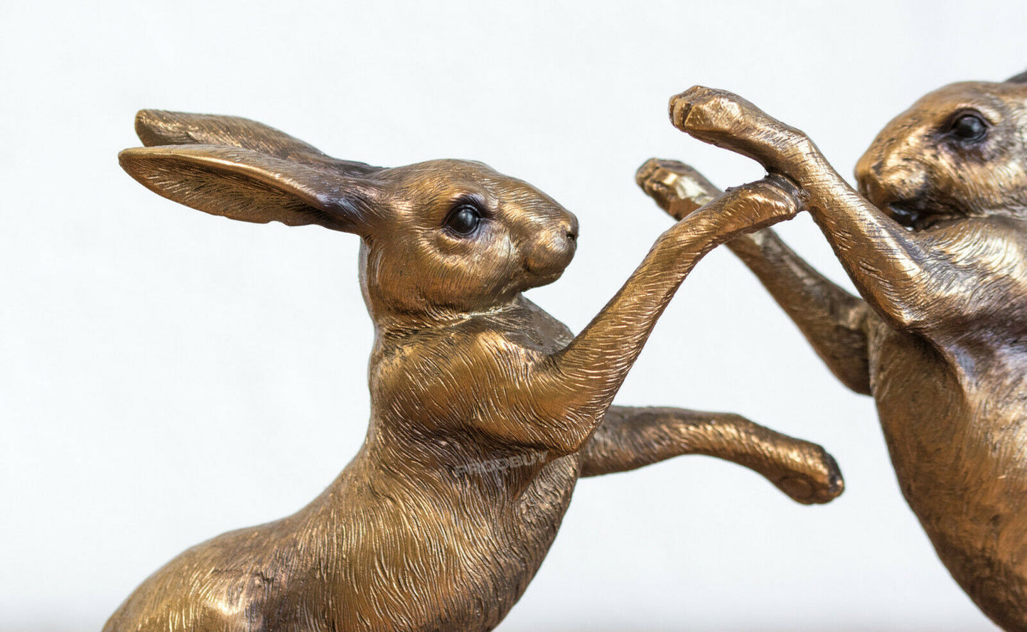 Bronze Resin Boxing Hares Ornament