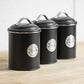 Set of 3 Black Tea Coffee Sugar Storage Canisters