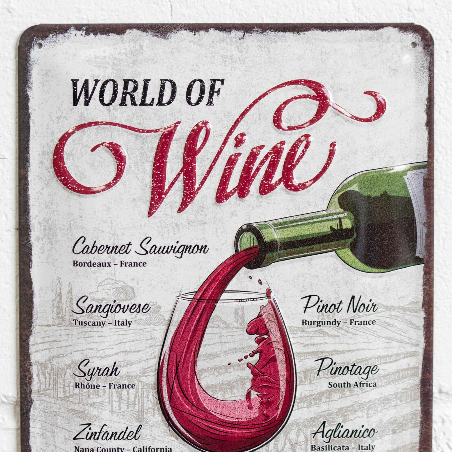 'World of Wine' 30cm Metal Wall Sign