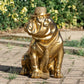 Large Gold Resin Bulldog Statue with Hat & Tie