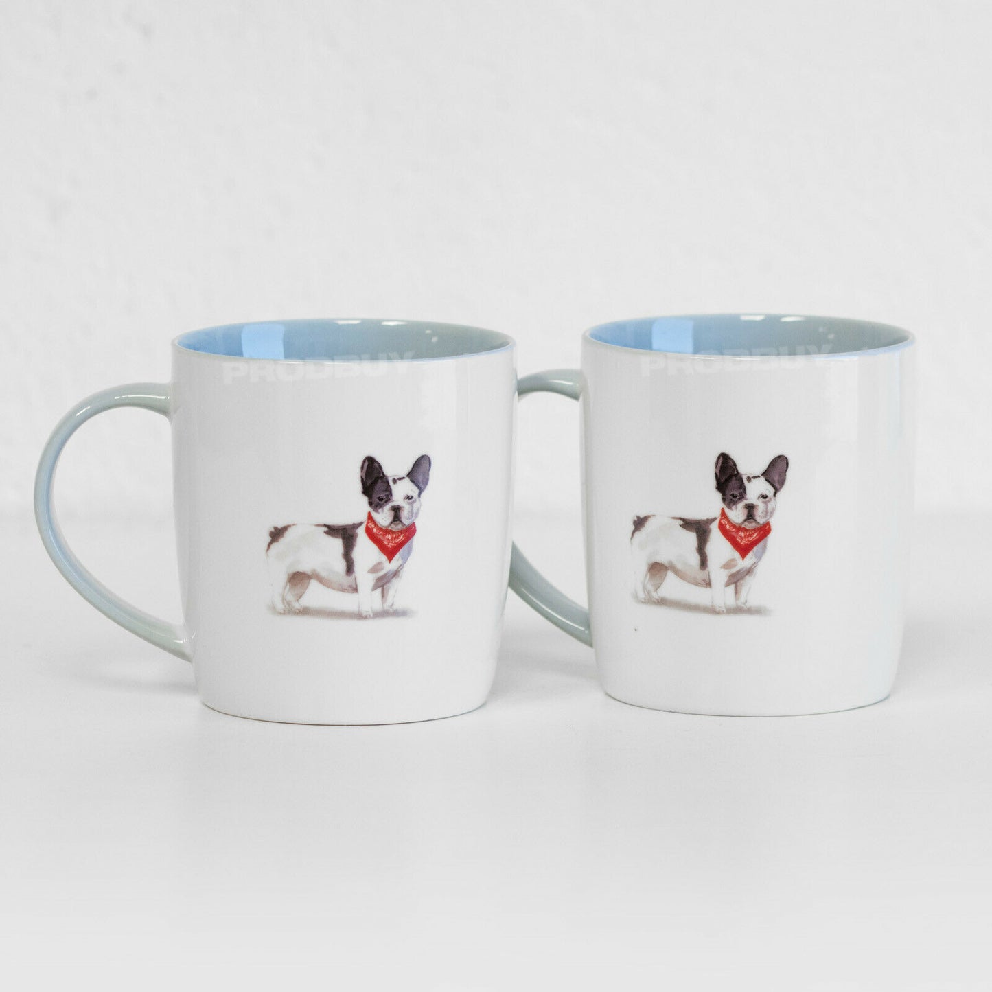 Set 2 White & Blue Dog Coffee Mugs