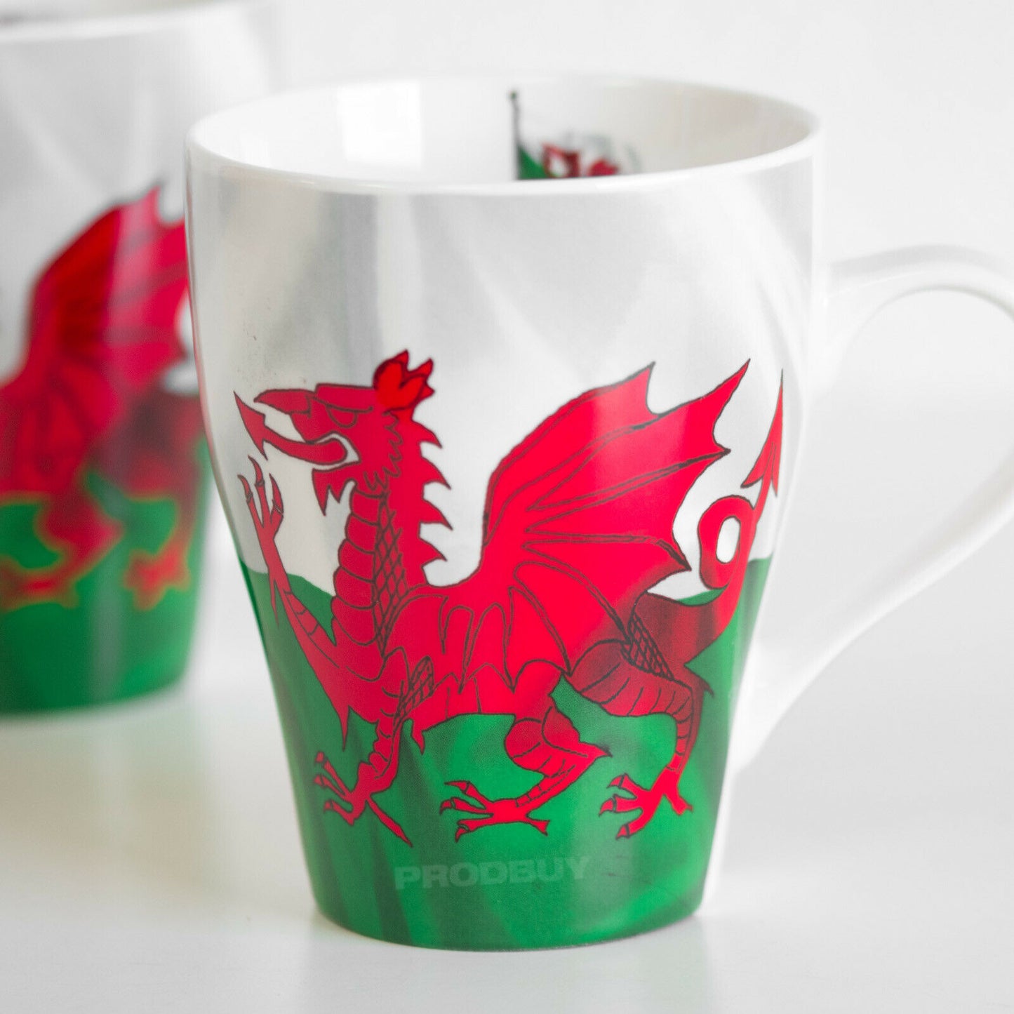 Set of 2 Large Welsh Dragon Flag Mugs Cups