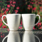 Set of 2 Cream Ribbed Coffee Mugs 330ml