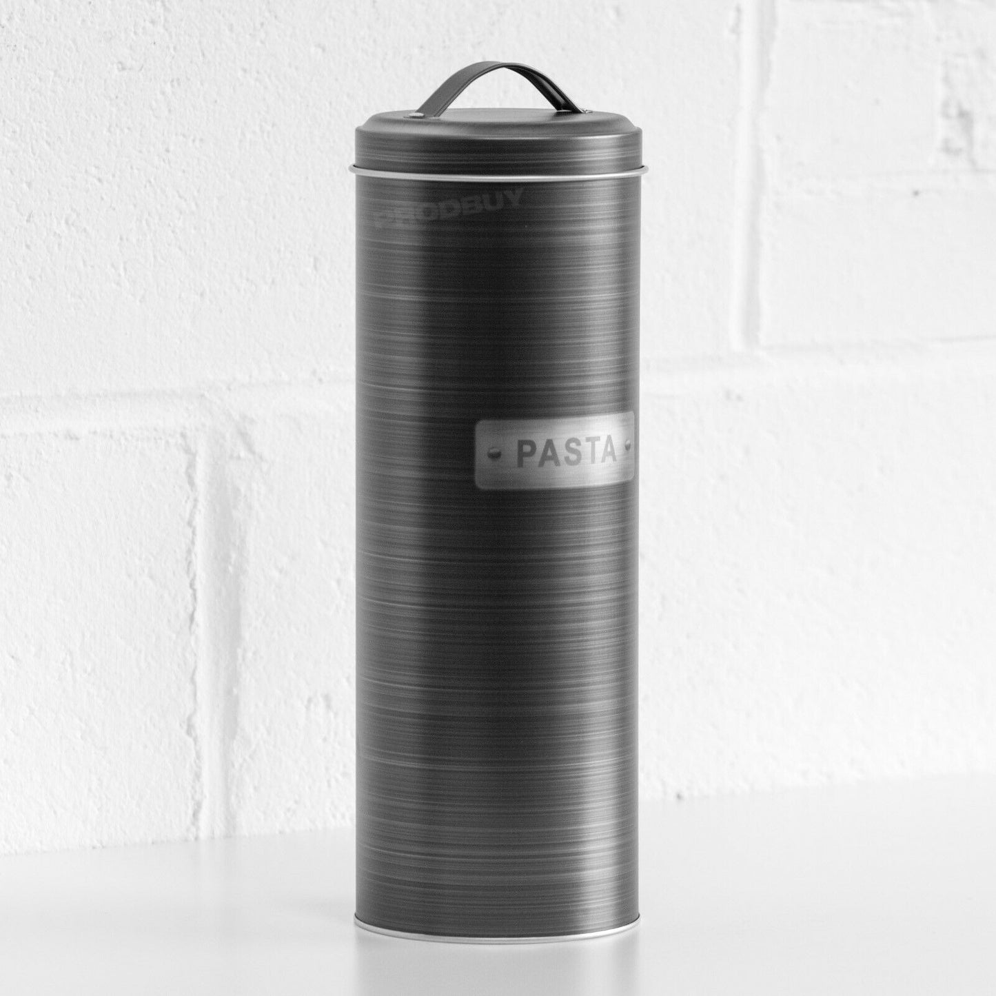 Dark Grey Brushed Metal Effect Pasta Jar