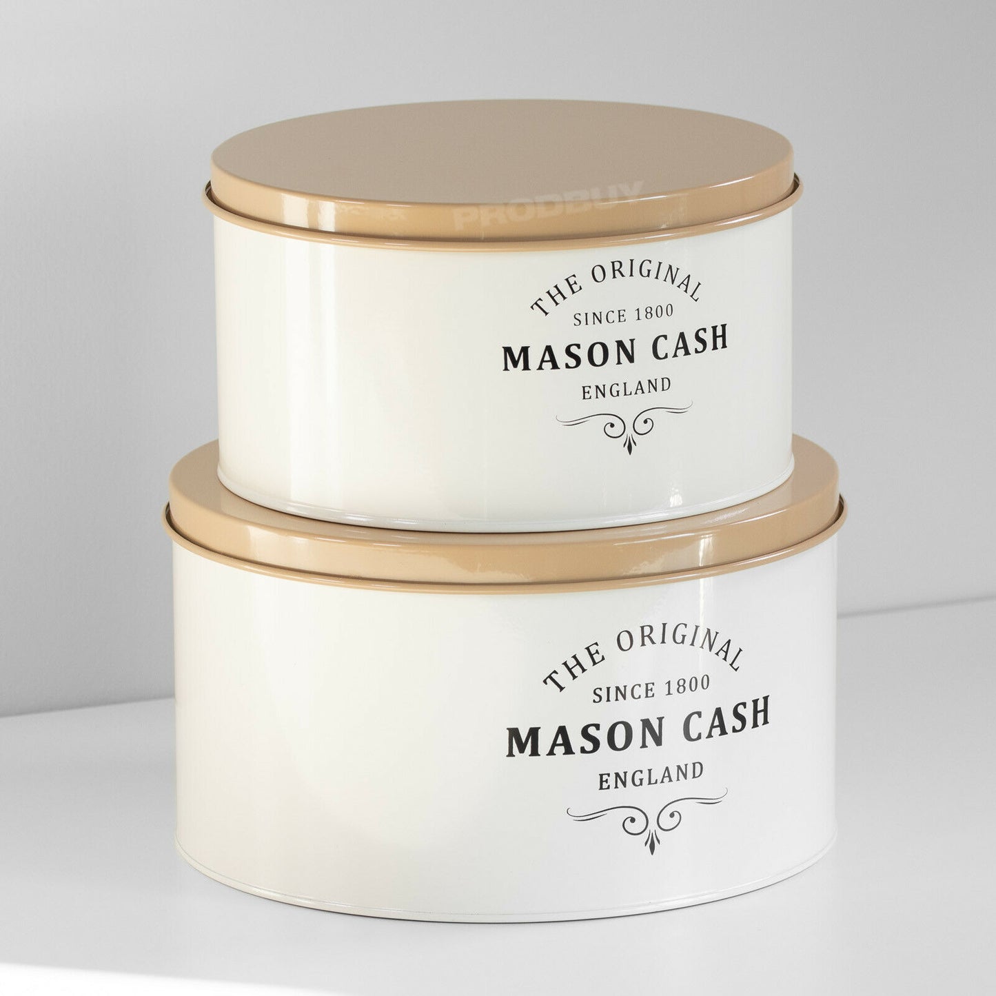 Set of 2 Mason Cash Retro Round Cake Storage Tins 6L & 4L Large