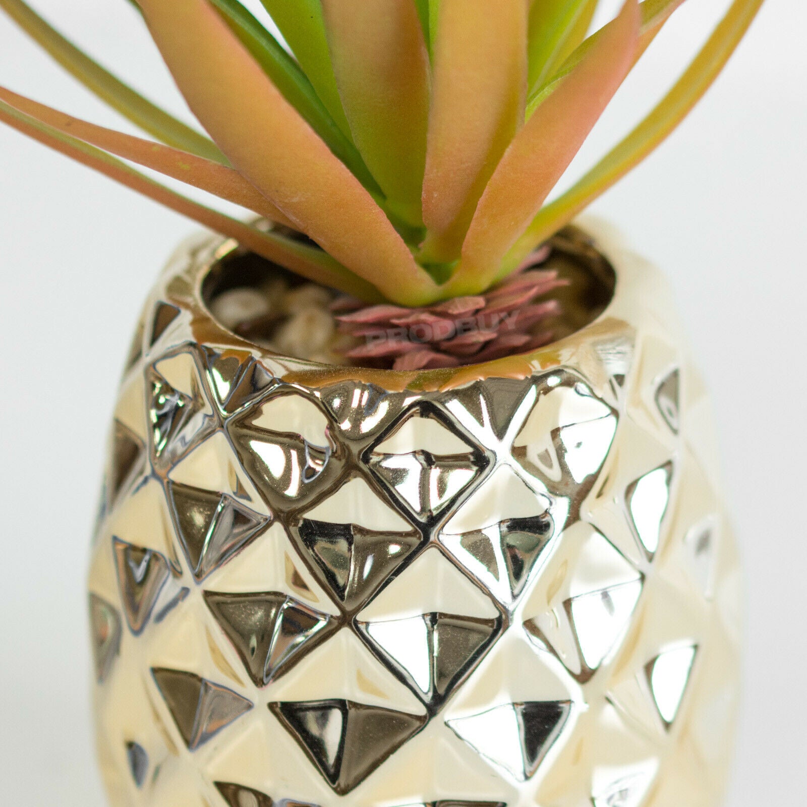 gold pineapple plant pot Artificial Succulent Plant with Gold Pineapple Shaped Pot – Robert David Home