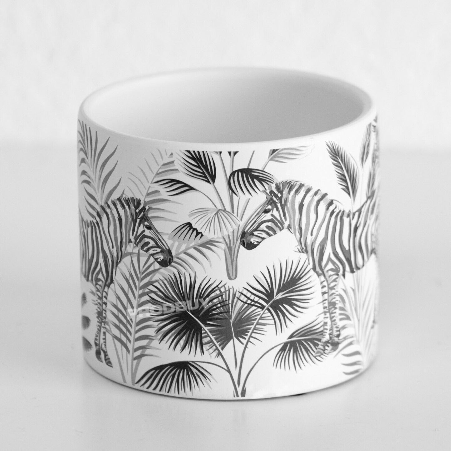 White Zebra Small 12cm Ceramic Plant Pot
