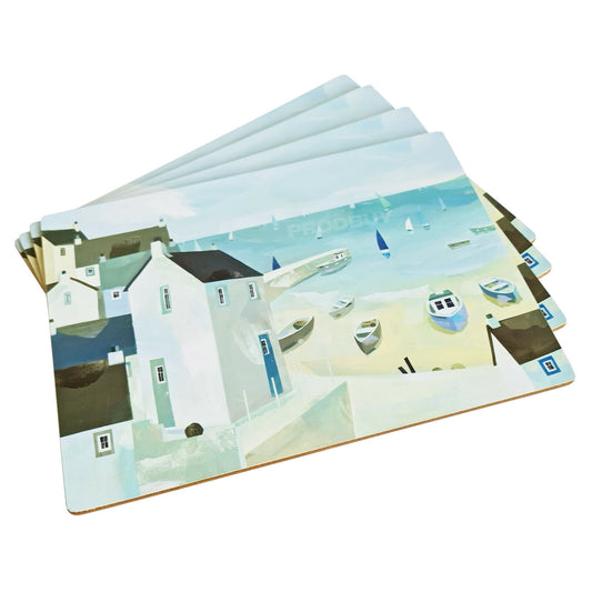 Set of Coastal Town 4 Placemats & 4 Coasters