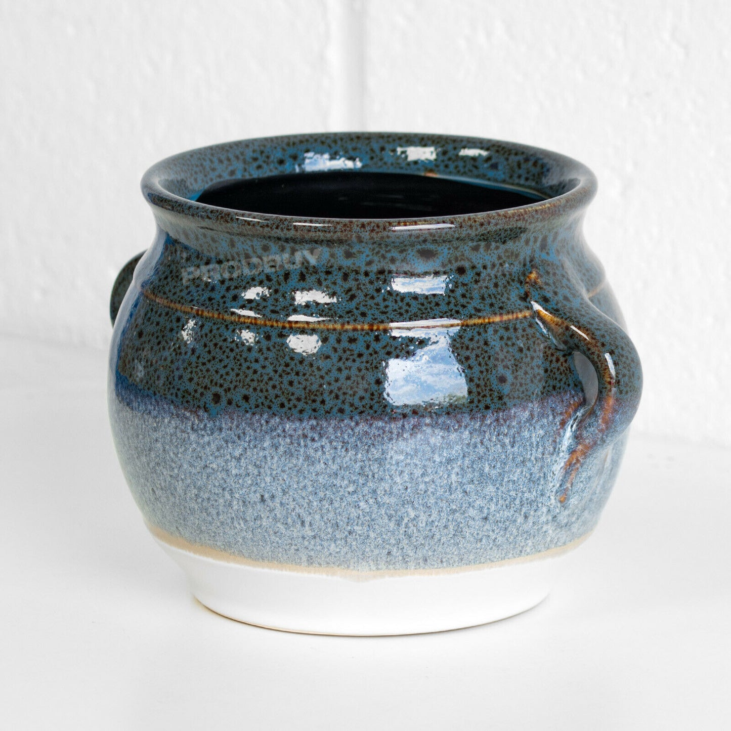 Blue Glazed Ceramic Indoor Small 12cm Round Plant