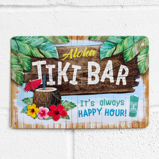 'Aloha Tiki Bar' 30cm Metal Wall Sign