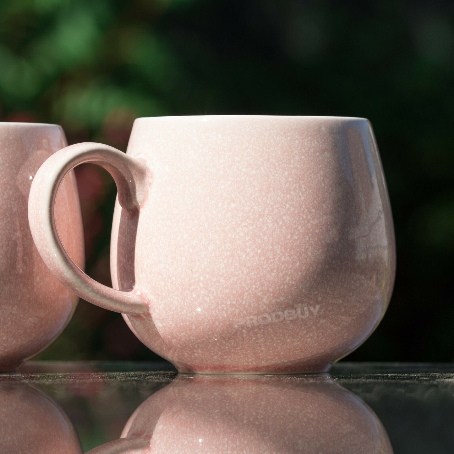 Set of 2 Soft Pink Reactive Glaze Mugs 370ml Fine Stoneware