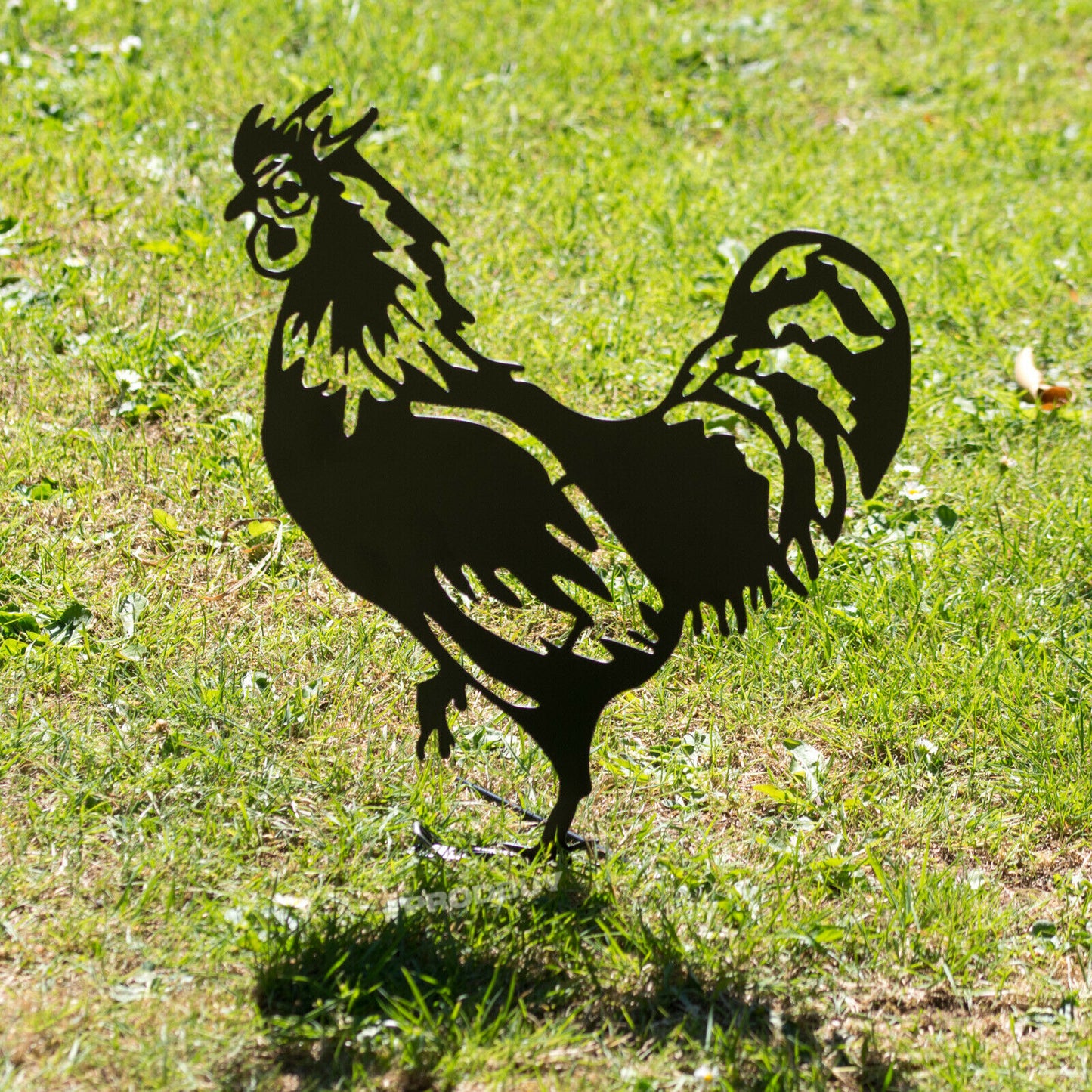 Black Garden Rooster Silhouette Stake Ornament