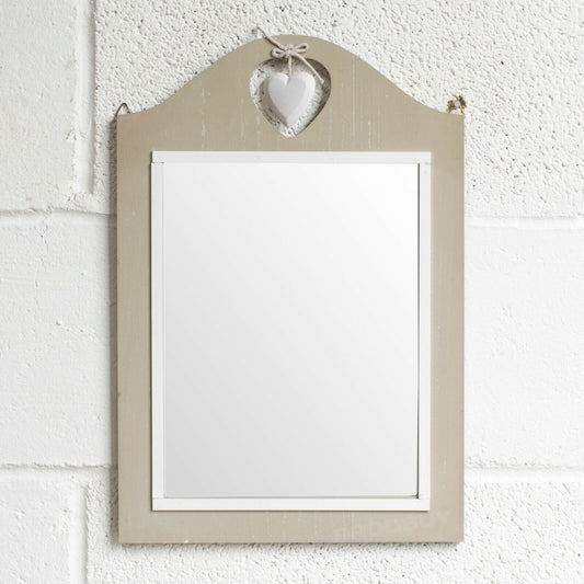 Hanging Heart Wall Mirror Distressed Appearance